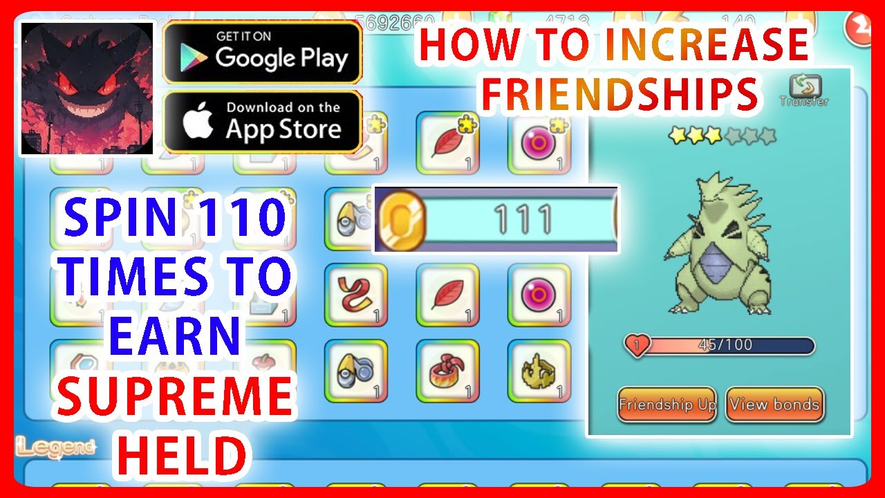 Pocket Pixel/Pixel Trainer - Spin 110 times to earn SUPREME HELD & How to increase friendships