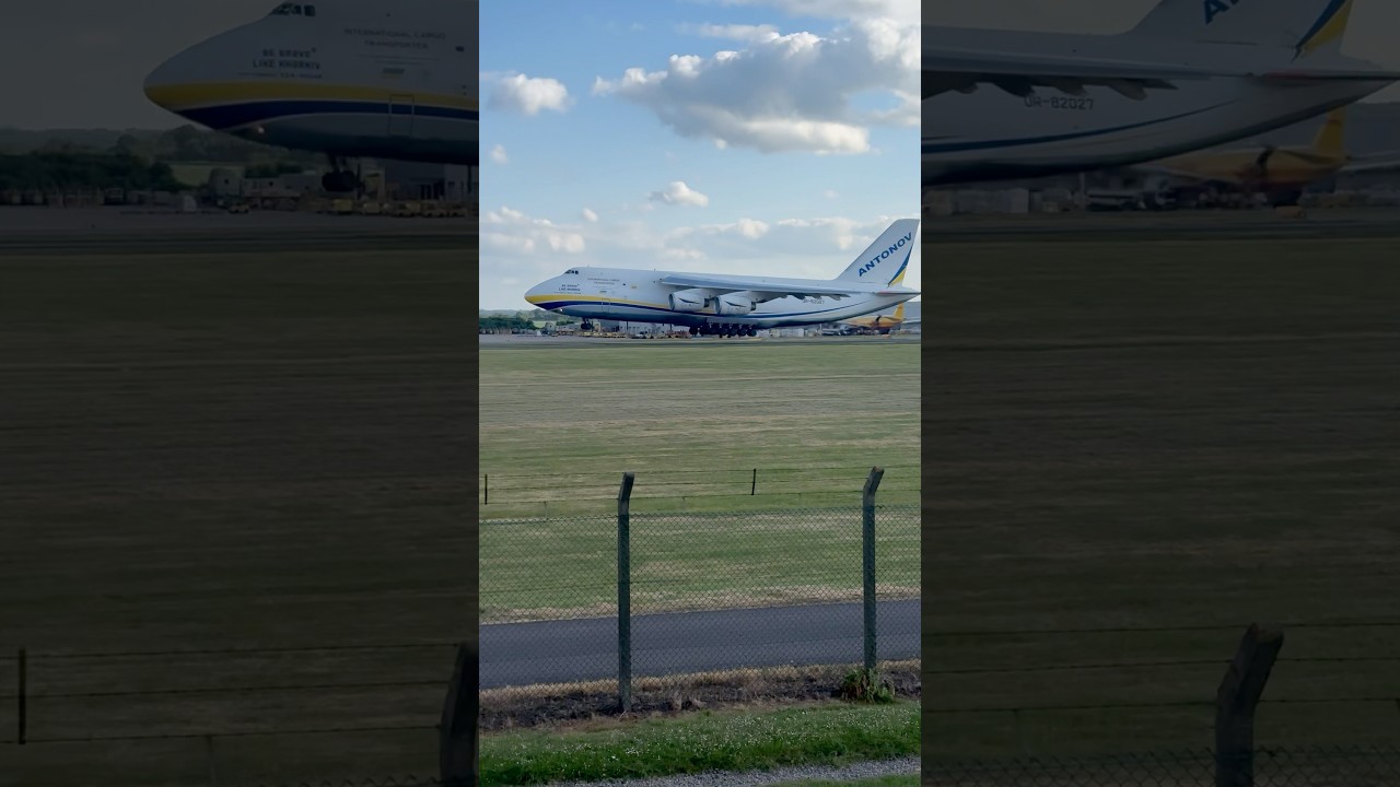 ANTONOV 124 UR-82027 Landing At East Midlands Airport! 🛬🇺🇦 #aviation #antonov #planespotting #ema