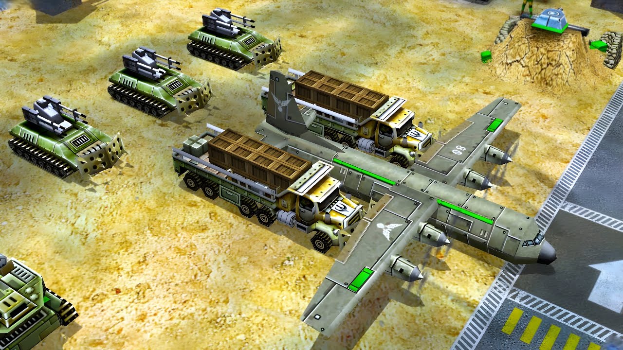 USA’s Retaliation Wipes Out GLA’s Entire Airfield | C&C Generals ZH - Modded Mission Map