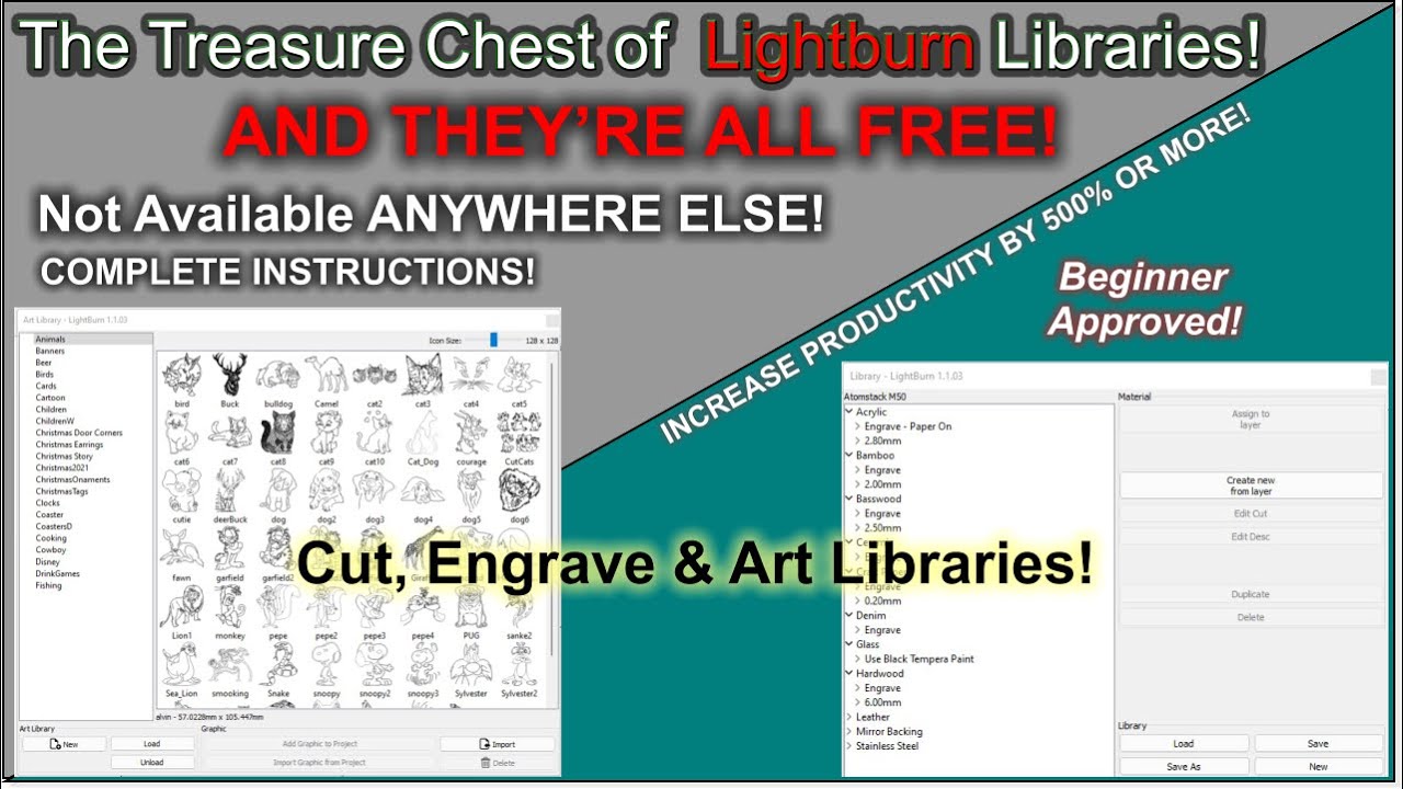 🏴‍☠️ The TREASURE CHEST of Lightburn Libraries, ALL FREE!