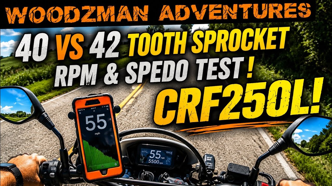 Honda CRF250L RPM & Speedometer Test 40 Tooth vs 42 Tooth Rear Sprocket