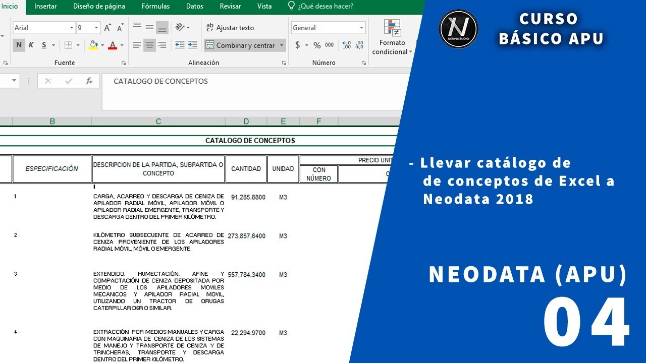 Curso básico de APU con Neodata_De Excel a Neodata