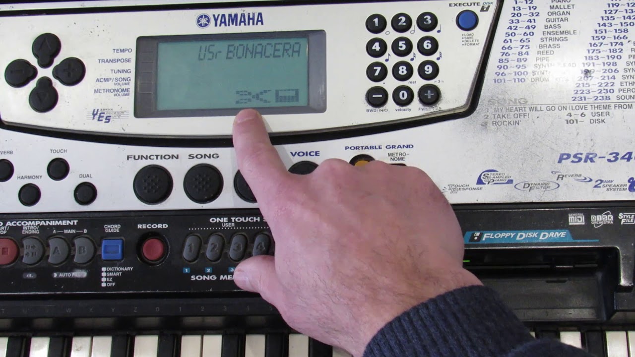 Yamaha PSR-340 Форматирование дискеты и удаление файла