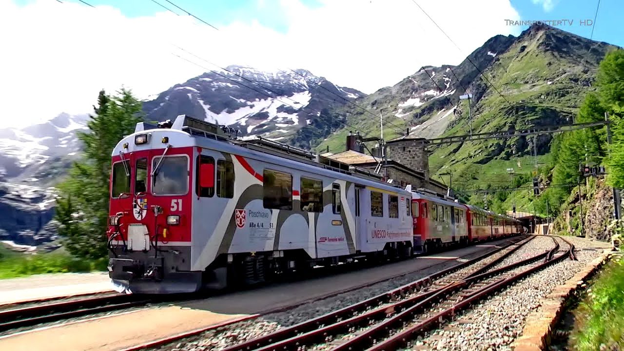 Bahnland Schweiz - Berninabahn/Ferrovia del Bernina im Juli 2014 Teil 2/3: Ospicio Bernina, Alp Gr&uuml;m