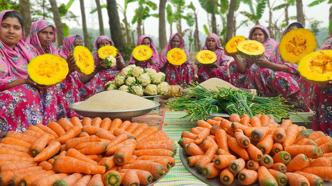 King Recipe of Winter Vegetable - 100 KG VEG Hodgepodge - 15 Ladies Cooking VEGAN Food in Village