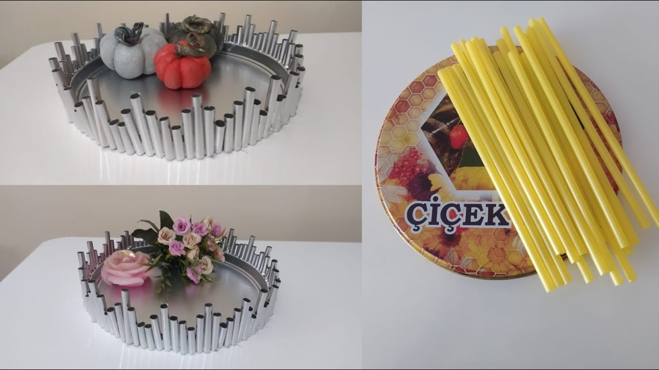 Dıy Pipet ve Teneke Kapak İle  Çok Şık Beğeneceğiniz Fikir/Kendin Yap/dekor/idea/Ev İşi Atölyem