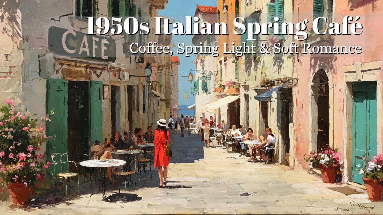 [Luxury Hotel Jazz] Step into a 1950s Italian Spring Café 🌸 Vintage Italy Jazz | Soft Romance