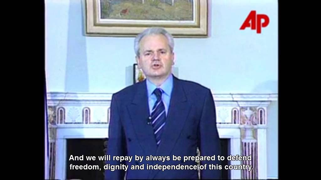 President Slobodan Milo&scaron;ević declares victory over NATO aggressors, 1999.