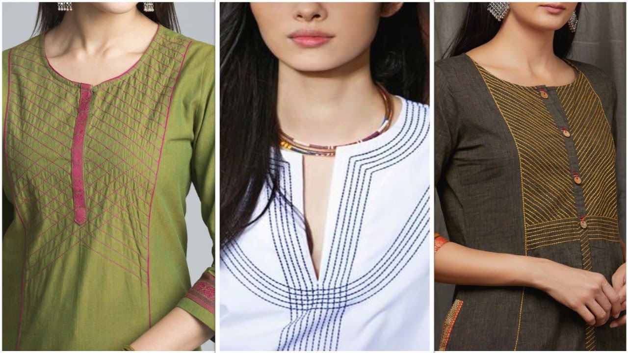 Very beautiful latest anchor thread neck design\\Simple thread work design ideas to decorate kurti\\