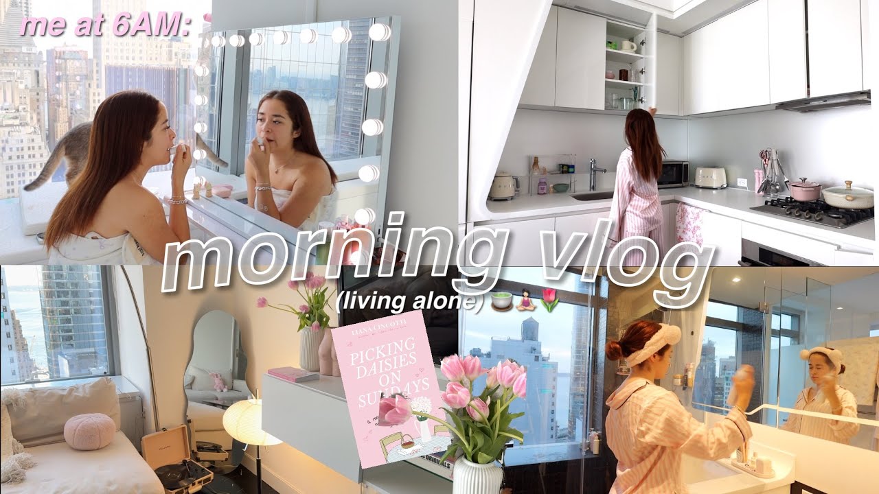 6AM slow morning routine | Living alone in NYC vlog 𝜗𝜚˚⋆｡