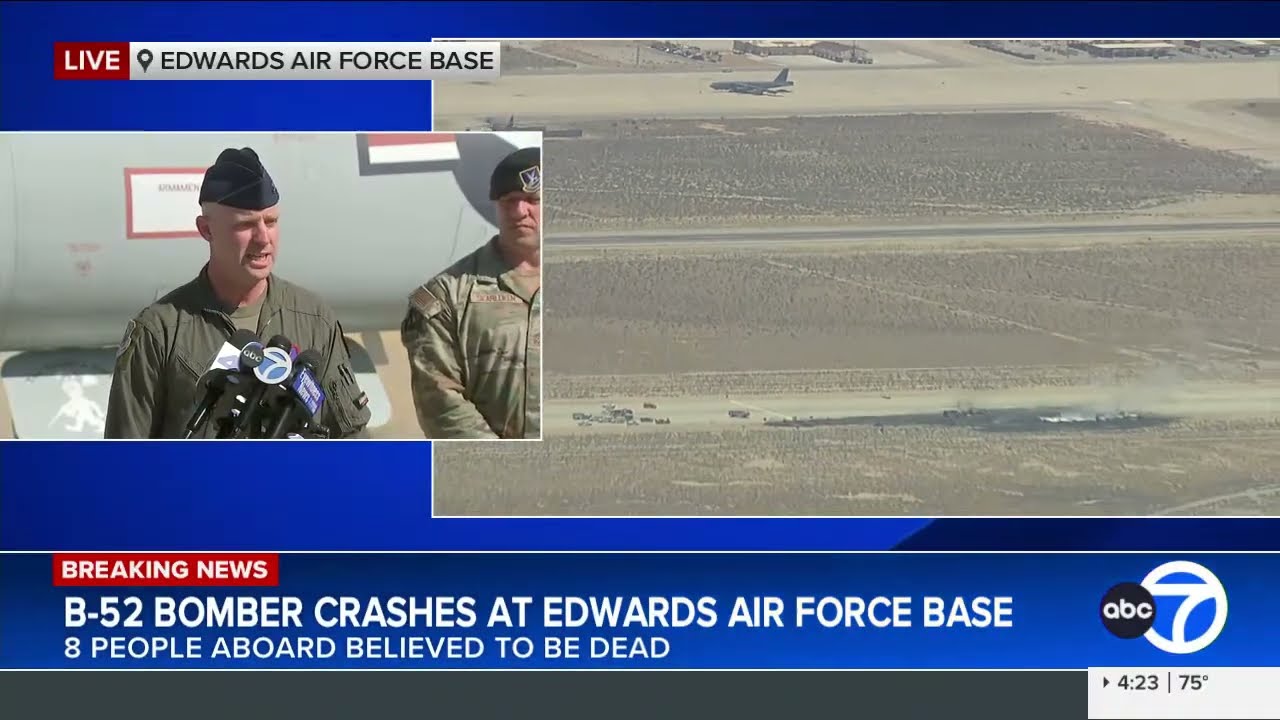 Officials give update on B-52 bomber crash at Edwards Air Force Base