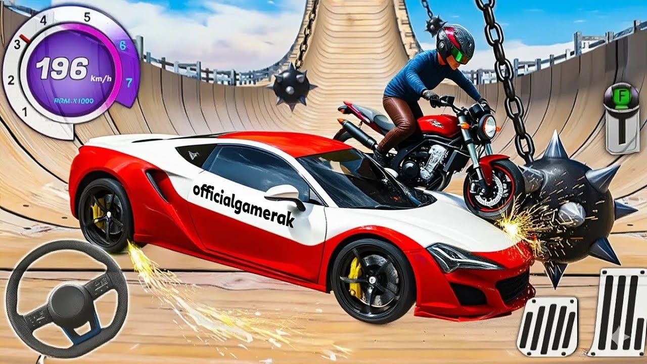 Ramp Car vs Bike Crash 😱 | Extreme Mega Ramp Android Gameplay