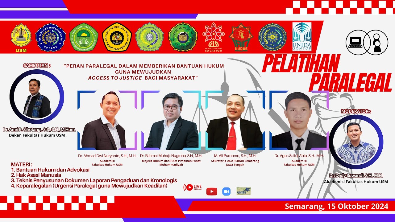 🔴 [LIVE] PERAN PARALEGAL MEMBERIKAN BANTUAN HUKUM GUNA MEWUJUDKAN ACCES TO JUSTICE BAGI MASYARAKAT