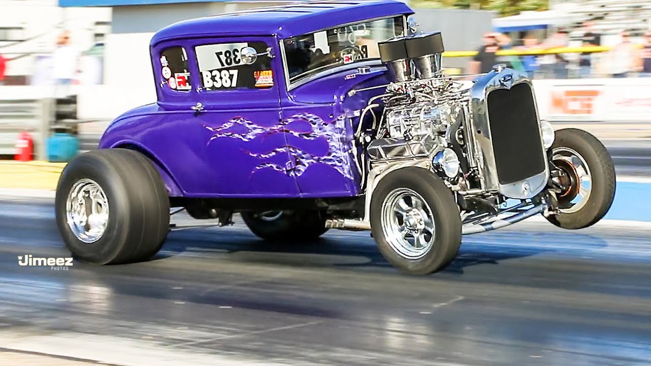 FLYIN' FIVE WINDOW! 9SEC STREET LEGAL! BLOWN BITCHIN '30 FORD COUPE! BYRON DRAGWAY!