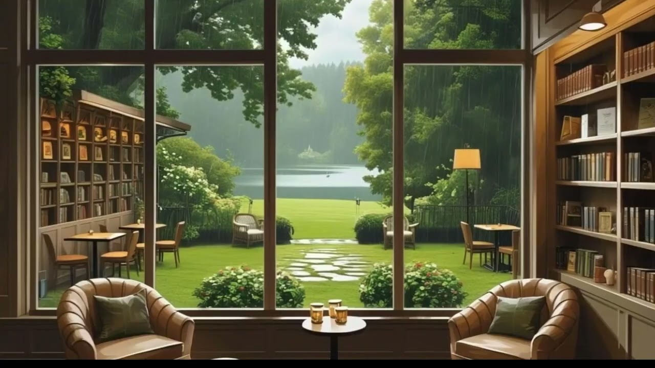 Ref&uacute;gio na Natureza: Sons de Chuva na Biblioteca | Relax, Study & Sleep