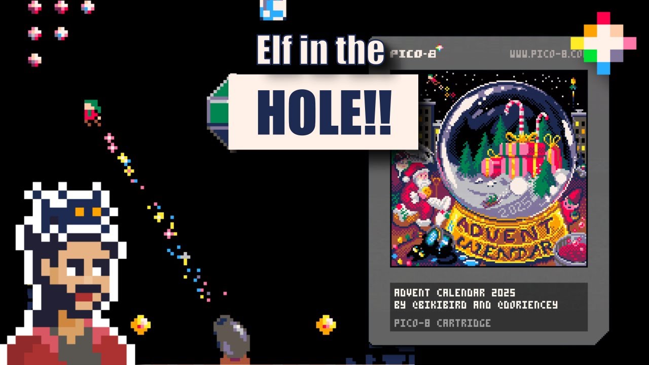 Pinball meets breakout with elves! - Day 25 | Elf Cannon | PICO-8 Game