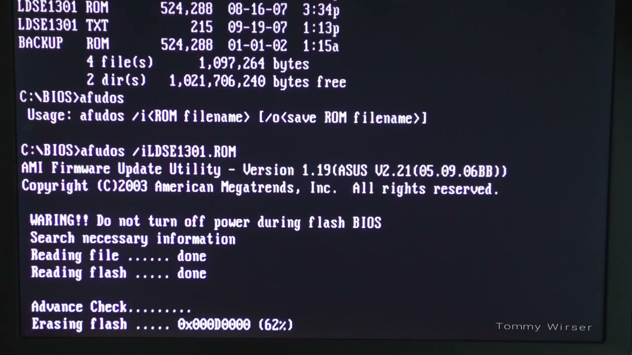 Обновление BIOS старых материнских плат ASUS (утилита AFUDOS)