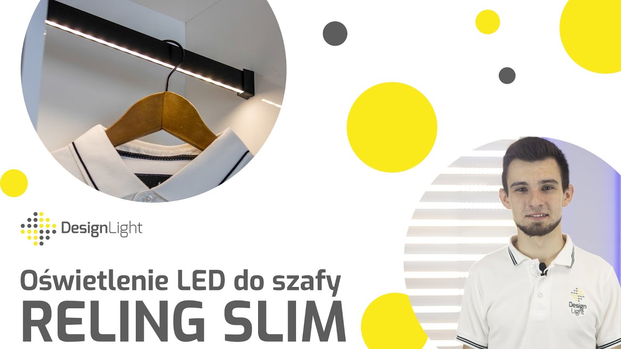 Oświetlenie LED do szafy – montaż i działanie prostokątnego drążka RELING SLIM ze sterowaniem DELI