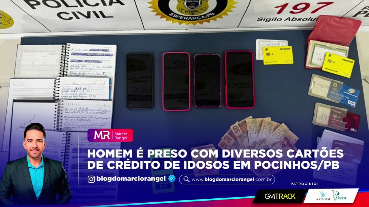 Homem &eacute; preso com diversos cart&otilde;es de cr&eacute;dito de idosos em Pocinhos/PB