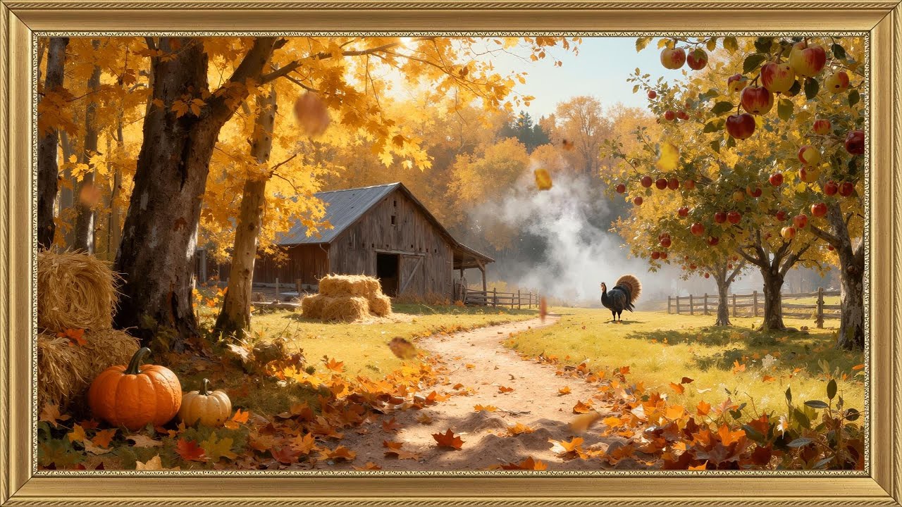 4k | Fall thanksgiving 🍂 style motion painting | Frame art for your TV  | Some motion| ~ 2 hours