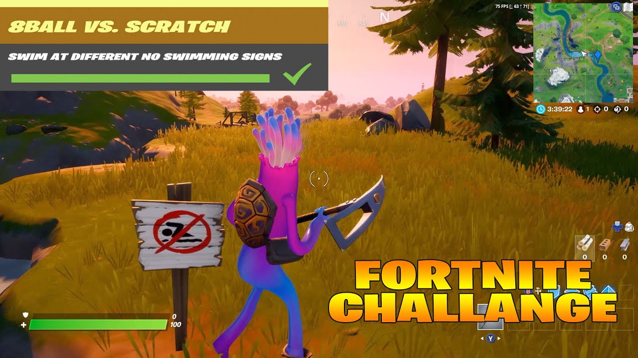 FORTNITE - SWIM AT DIFFERENT NO SWIMMING SIGNS