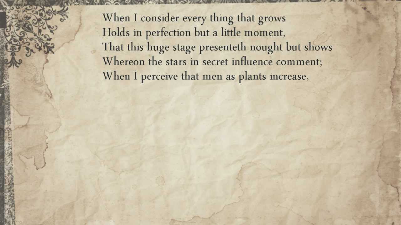 Sonnet 15: When I consider every thing that grows