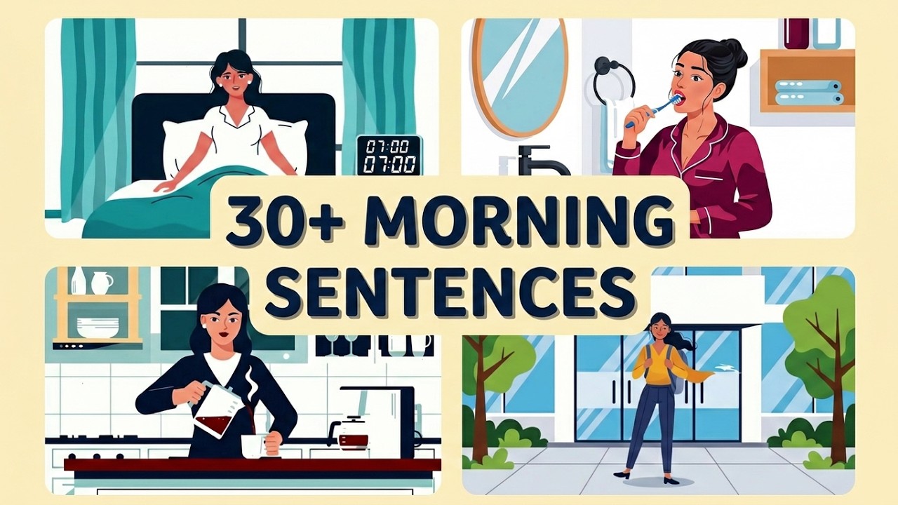 Morning Routine English | 30+ Daily Sentences (A1–A2 | Slow & Clear)