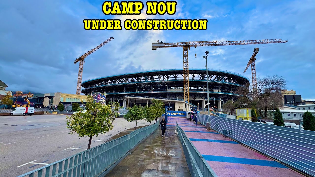 Camp Nou Renovation 2026 | Rainy Walk at FC Barcelona Stadium (Barcelona Walking Tour) 🌧️