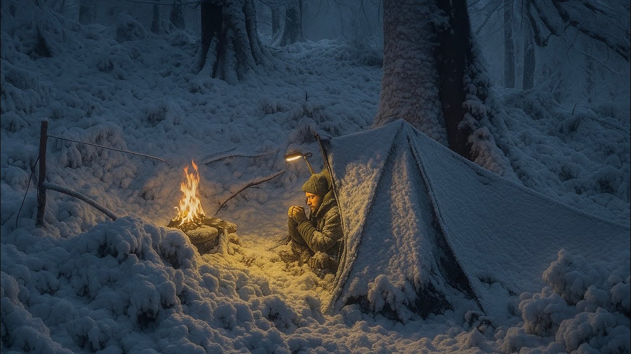 Trapped in a Deadly Blizzard at &ndash;30&deg;C | Extreme Winter Survival & Bushcraft Shelter
