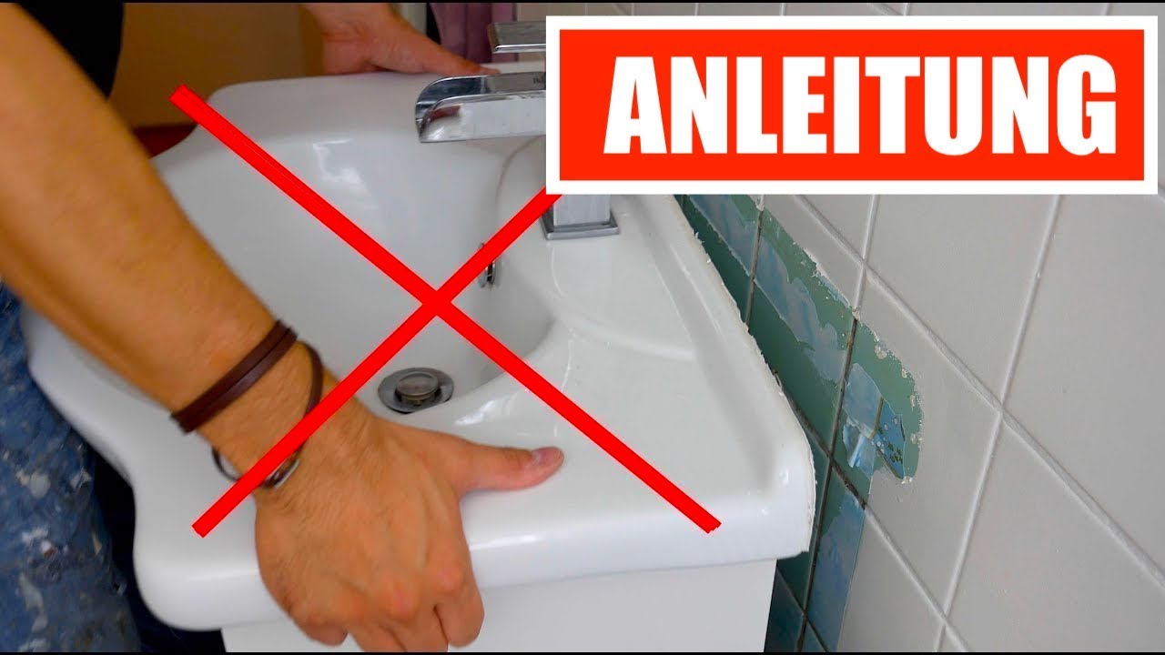 Waschbecken mit Untertisch montieren (Komplettanleitung) mit Fliesenspiegel-Verkleidung