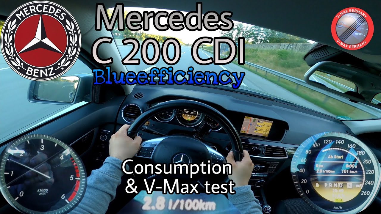 Mercedes C 200 CDI BlueEFFICIENCY T-Modell S204 TOP SPEED & COMSUMPTION POV test on GERMAN AUTOBAHN