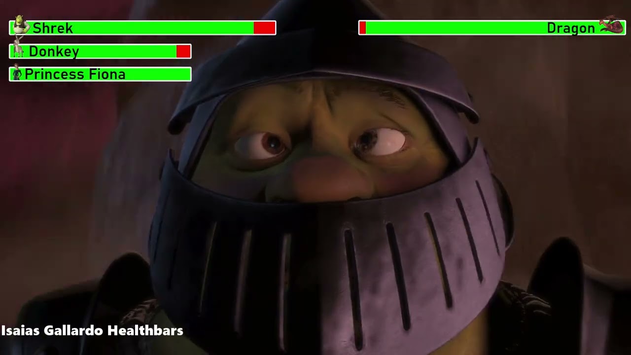 Shrek (2001) Escaping the Dragon's Keep with healthbars