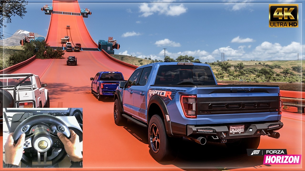 Ford F-150 Raptor R vs Pickups & 4x4s - Hot Wheels Race - Forza Horizon 5 | Gameplay Steering Wheel