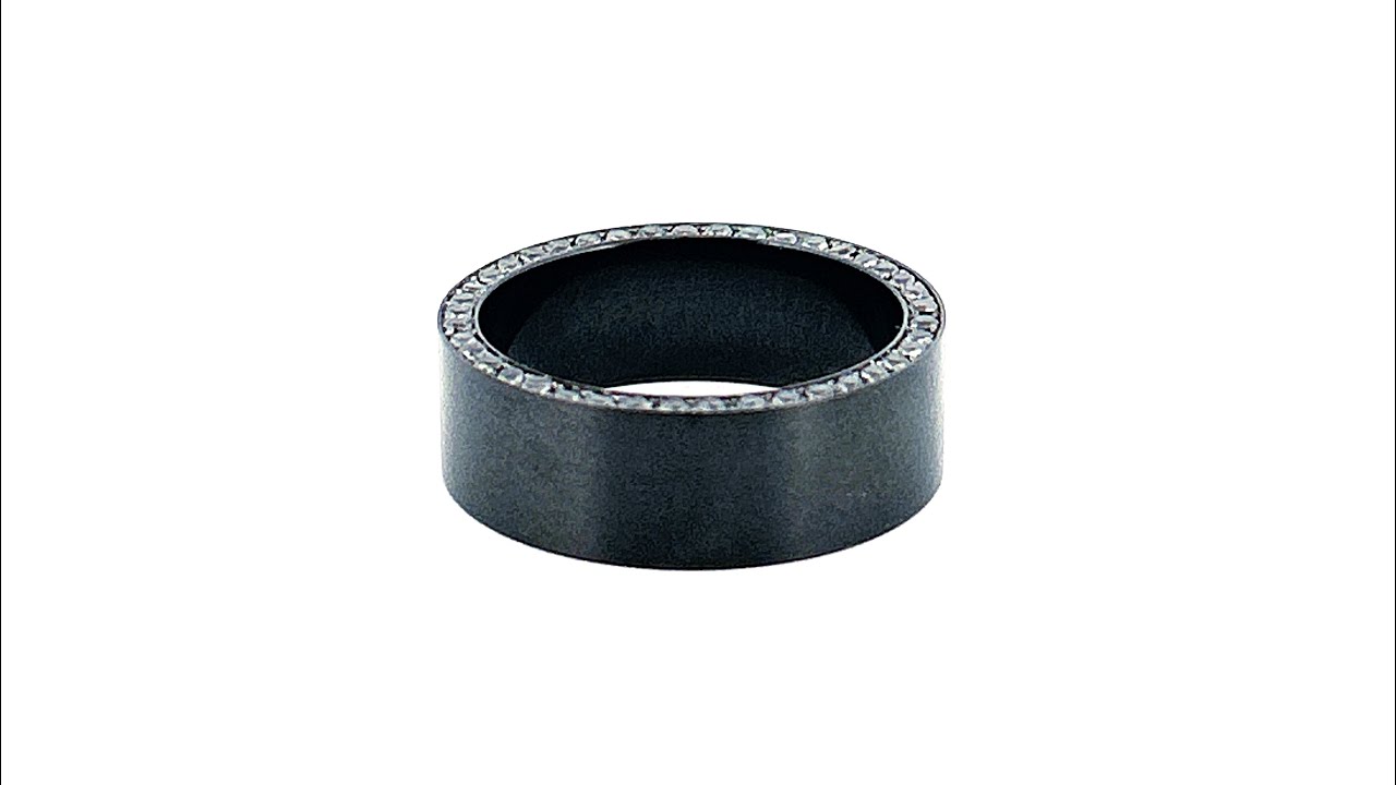 Black Zirconium Black Diamond Walls Mens Band