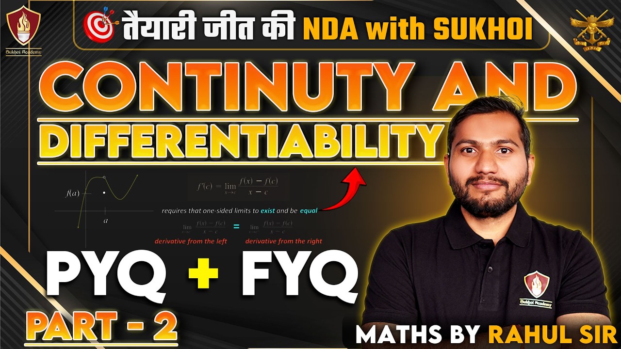 NDA Maths 2026 | Continuty & Differentiability Part - 2 | Maths for NDA 1 2026 | NDA With Sukhoi