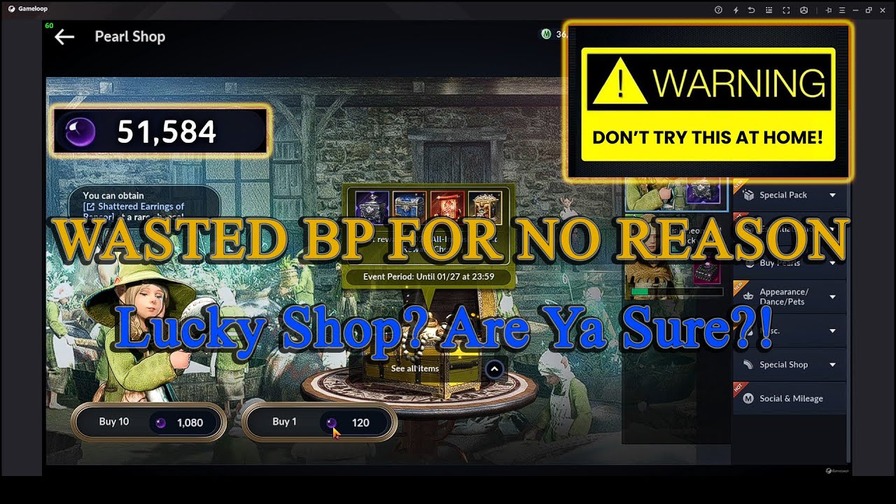 Black Desert Mobile | Spending 50K Black Pearls on Lucky/Scam Shop