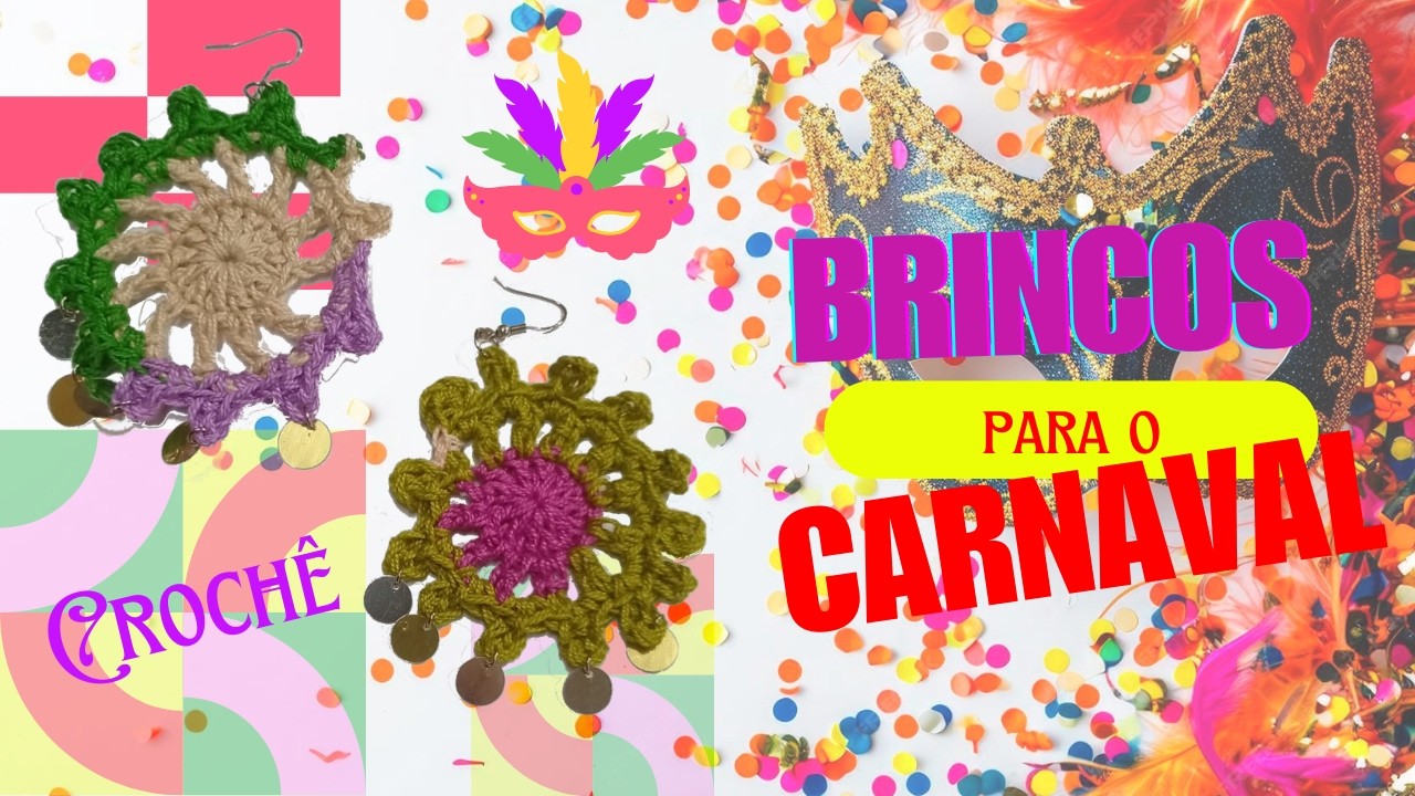 Brincos de crochê para o Carnaval