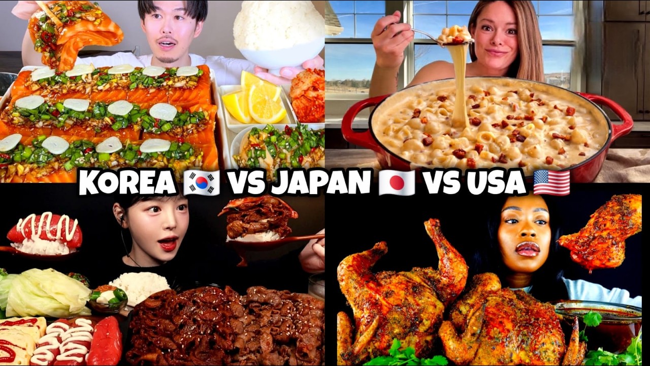 Most Satisfying Korea 🇰🇷 Japan 🇯🇵 USA 🇺🇸 Food ASMR Mukbang Ever! 🤤