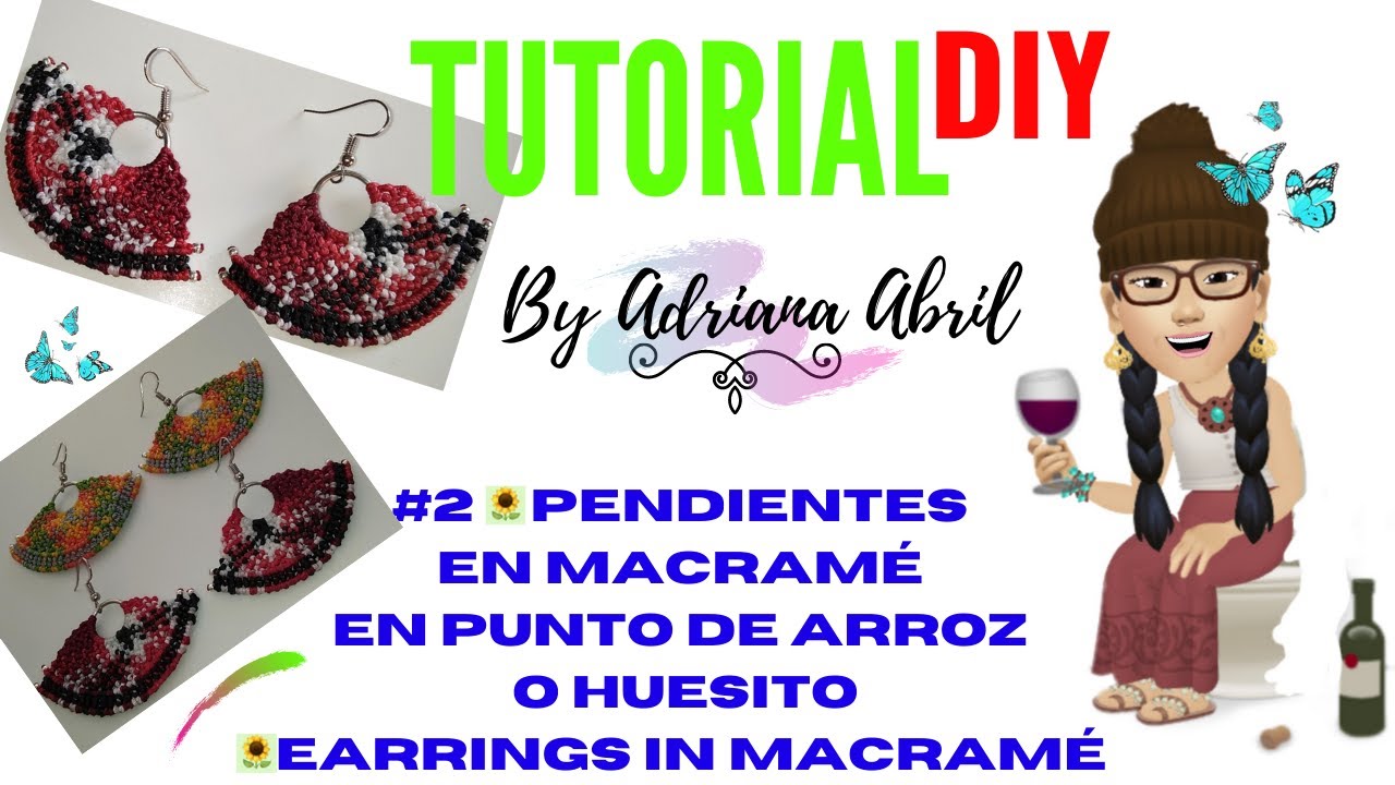 PENDIENTES MACRAME NUDO DE ARROZ #2 🌼