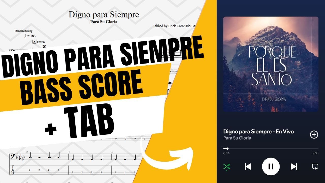 Digno para Siempre - Para su Gloria | Bass Score + Tab