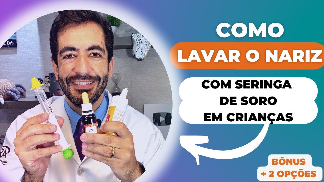 Como lavar o nariz de criança e bebê com seringa de soro fisiológico, spray jato continuo e gotas