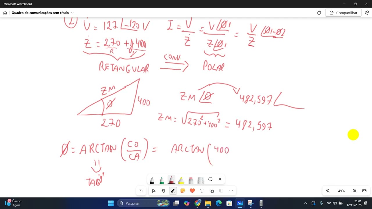 AULA  FUNDAMENTOS DA ELETRICIDADE   CORRENTE ALTERNADA   TRIGONOMETRIA   EX