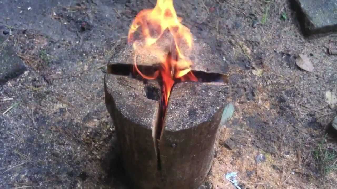 Finnish Log Stove made with Power tools - Chainsaw, 2 stroke oil & Blow Torch