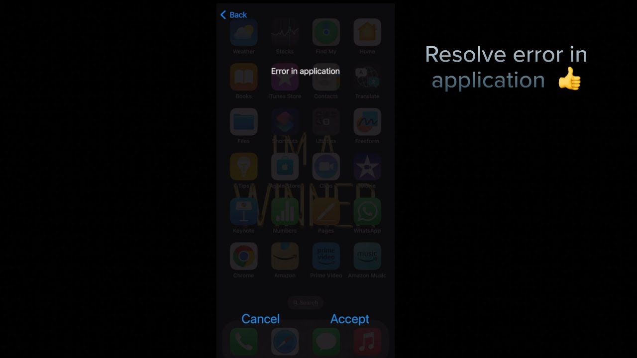Resolve error in application problem on iPhone