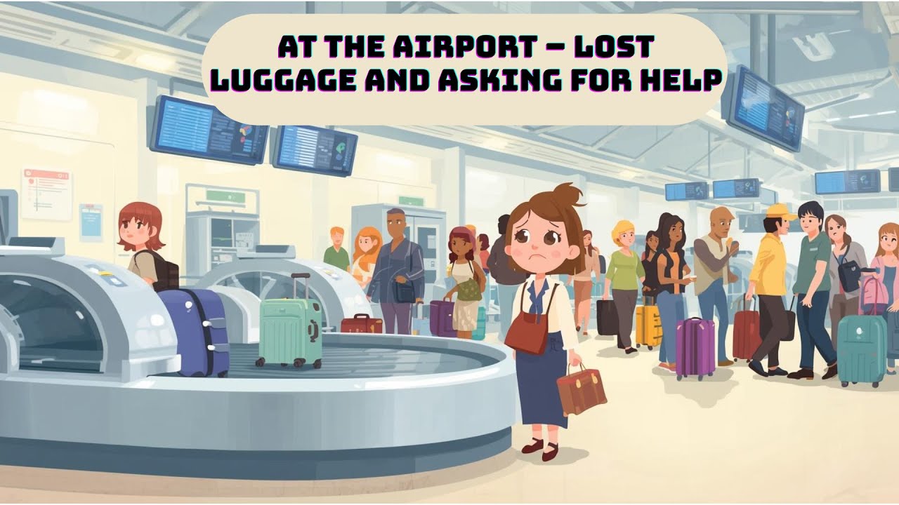 At the Airport ✈️ – Lost Luggage and Asking for Help | English Speaking Practice (A2 Level)