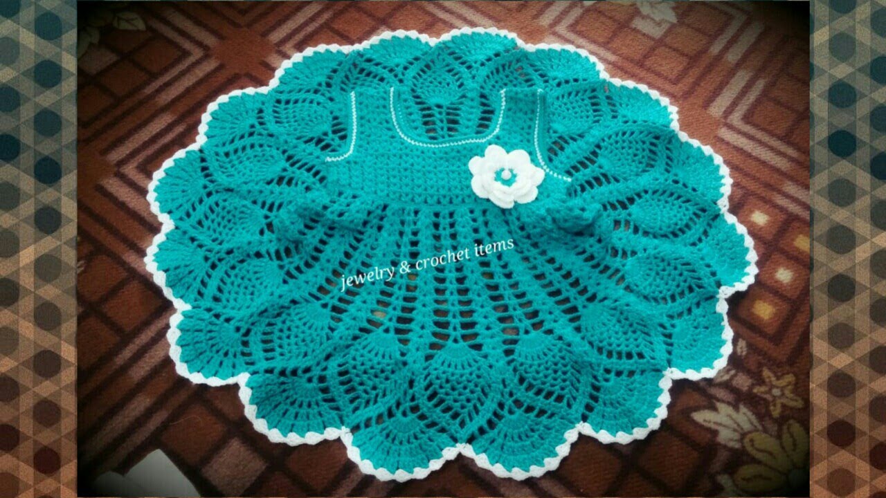 How to crochet a baby dress pineapple stitch 6-9 month (part 1)