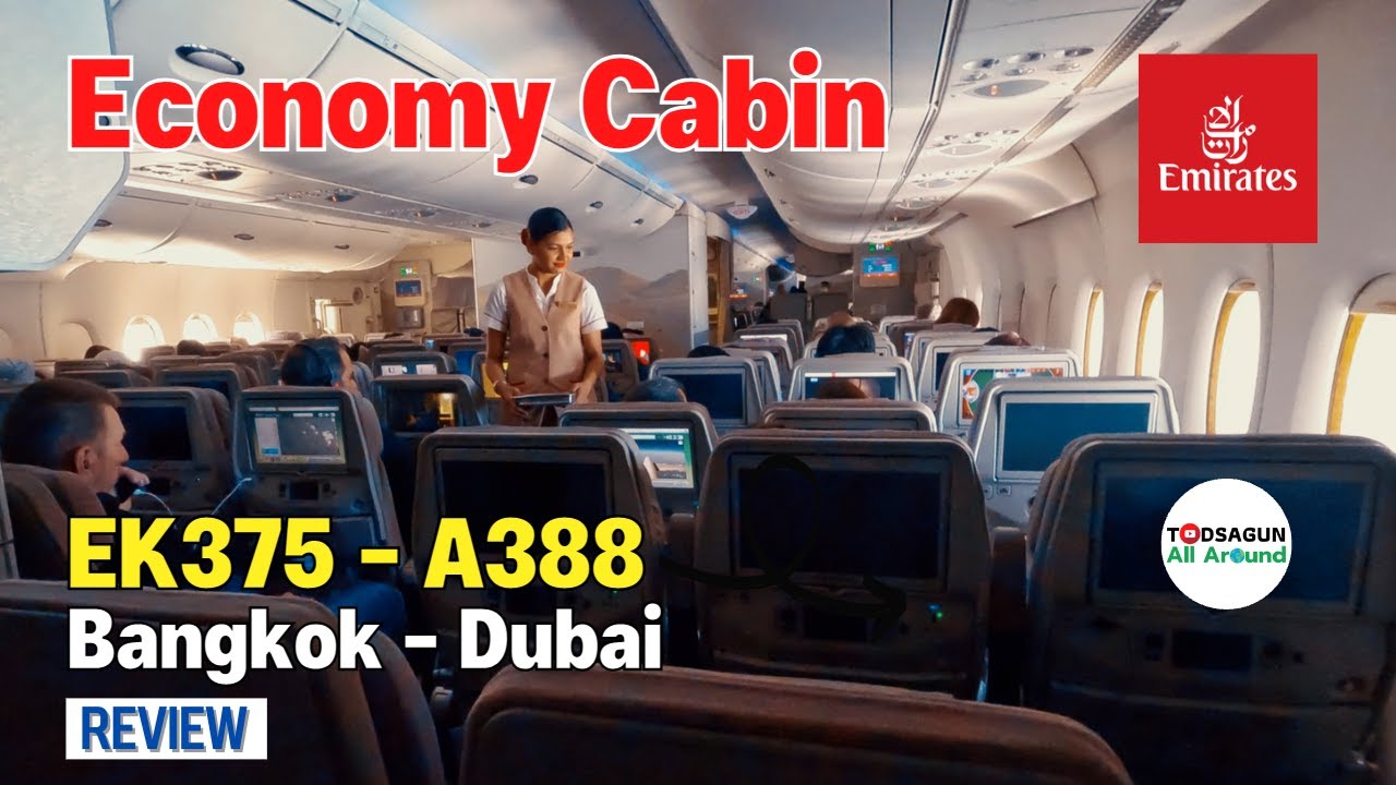 Обзор салона эконом-класса Emirates Airlines: Airbus-A388 EK375 Бангкок &mdash; Дубай [4K]