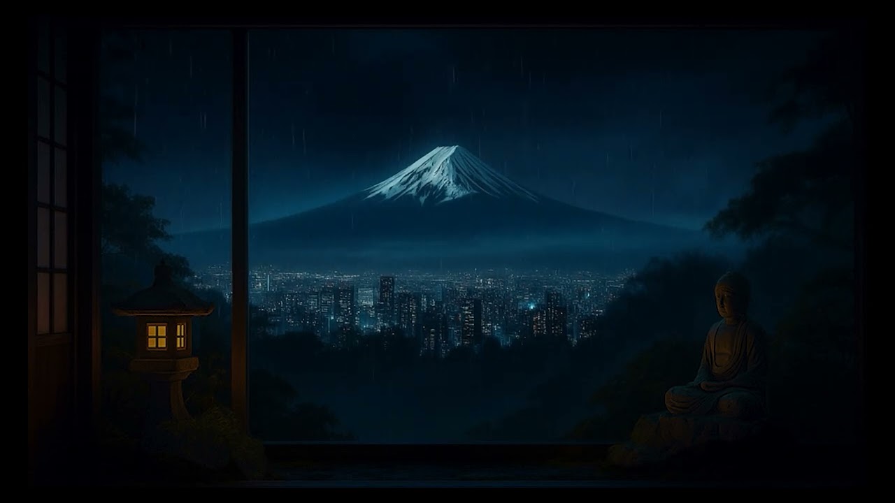 Rain Over Japan w Distant Rolling Thunder Sounds for sleep, study, relaxation, meditation | ASMR 4K