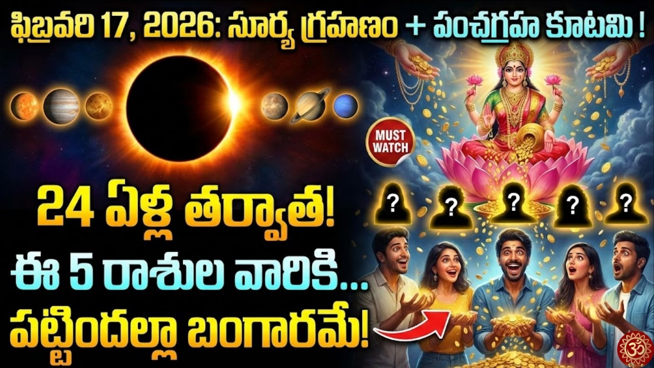 24 ఏళ్ల తర్వాత వస్తున్న  సూర్యగ్రహణం 🌞ఈ 5 రాశులు వారు పట్టిందల్లా డబ్బు, బంగారమే 💰✨|