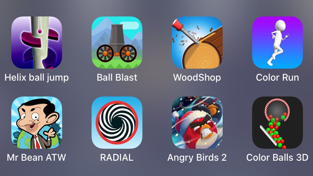 Ball Bast, Wood Shop, Color Run, Mr Bean ATW, RADIAL, Angry Birds 2, Color Balls 3D - iPad Gameplay